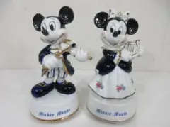 0912X ディズニー ミッキー ミニー オルゴール 置物 2点セット