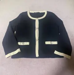 STRAWBERRY FIELDS ノーカラーニットジャケットカーディガン