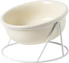 ペット食器 犬 猫 食器 陶器 餌入れ 水入れ 取り外し式 白 ホワイト 皿