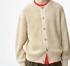 新品未使用GU リリヤーンクルーネックカーディガン L ベージュ　目黒蓮着用