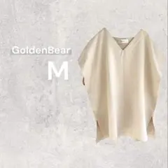 ゴールデンベア Vネックカットソー M ベージュ 無地 ゆったり きれいめ