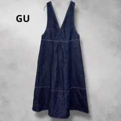 【ジーユー】GU（S）デニムジャンパードレス/Vネック/オーバーオール