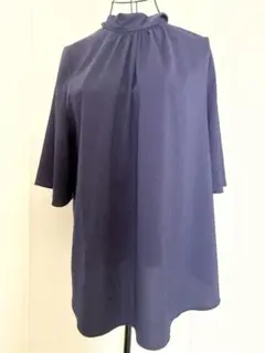 SOEJU ソージュ スタンドカラータックブラウス バンドカラー ネイビー