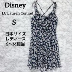 美品✨ディズニー ティーポット花柄 ワンピース S ネイビー 紺 キャミソールのサムネイル