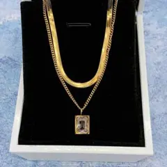 228N 2連CZダイヤネックレス K18コート ゴールド 上品 高見え 人気 