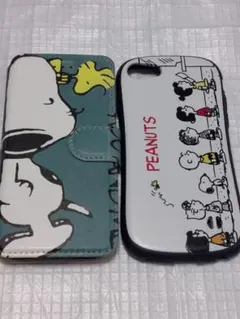 【2点セット】iPhone SE2 スヌーピー ピーナッツ 手帳型＆ハード