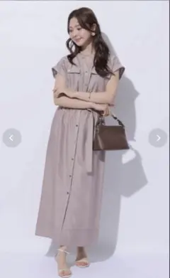 新品APuweiser-richeシャツワンピース ロング丈 半袖 ベルト付き 新品APuweiser-richeシャツワンピース ロング丈 半袖 ベルト付き