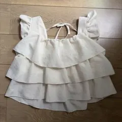フリル ノースリーブ トップス ホワイト