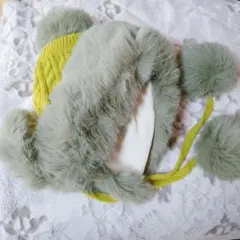 [fur story] ニット 帽子 レディース 冬 ポンポンハット グリーン