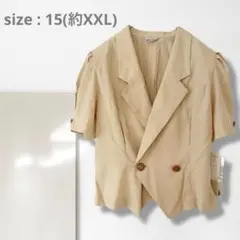 n3【一点物】ジャケット/新品 大きい ショート丈 半袖 綺麗め テーラード風