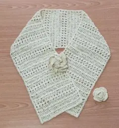 ハンドメイド 綿 麻 手編み マフラー ショール ストール