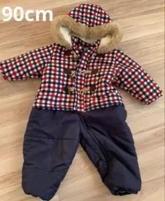 【90cm】　スキーウェア　ジャンプスーツ　チェック柄