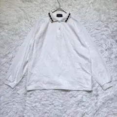 【ロイヤルセントオノレ】アーガイル柄 ポロシャツ 白 長袖 カジュアル