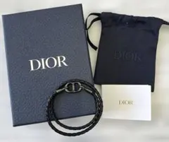 Dior ブレイドレザー ダブルブレスレット　編み込み　Blk B1973W