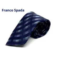 Franco Spada ネクタイ　ネイビー　チェック柄　シルク100% 日本製