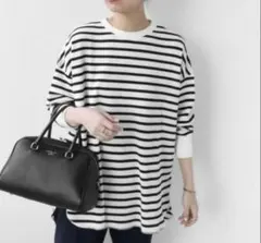relume ワッフルオーバーサイズロングスリーブTシャツ　ボーダーロンT
