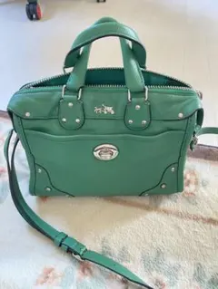 COACH コーチ ショルダーバッグ ハンドバッグ グリーン レザー 2WAY