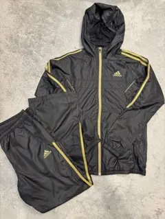 adidas レディース ジャージ セットアップ ブラック×ゴールド　Lサイズ