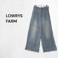ローリーズファーム ワイドデニムパンツ M フリンジ 切りっぱなし ブルー