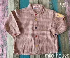 miki house チェックシャツ /ミキハウス/レトロ/長袖/ブラウス/クマのサムネイル