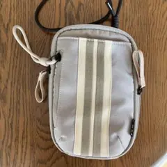 LRM ストライプデザイン スマホショルダーバッグ グレー