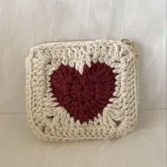 【ハンドメイド】　ハートポーチ　モチーフポーチ