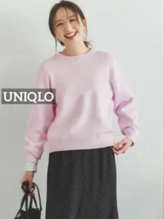 k0058 UNIQLO スムースコットンクルーネックセーター ピンク