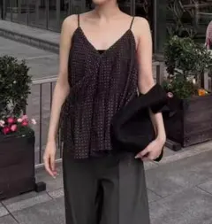 etretokyo コットンドビーカシュクールキャミソール ブラック - メルカリ