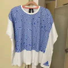 adidas 半袖Tシャツ J/M 白/青