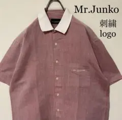 古着好きに！OLD Mr.Junko ロゴ刺繍 襟切替 コットンリネンシャツ