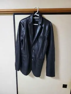 黒 合成皮革 テーラードジャケット M