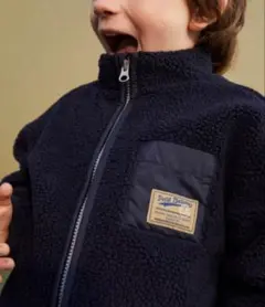 プチバトー ボアジャケット ネイビー 110cm 5ans