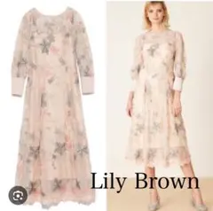 リリーブラウン　レース　刺繍　花　オケージョンドレス　ワンピース　ピンク　結婚式