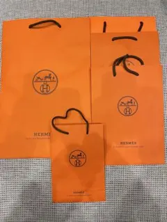 HERMES オレンジショップ袋 5枚セット