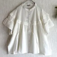 新品☆サマンサモスモス☆結びリボン＊フリル襟＊シャーリングギャザー