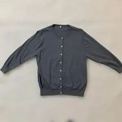 【無印良品】　グレー XL 七分袖 ボタン付きカーディガン