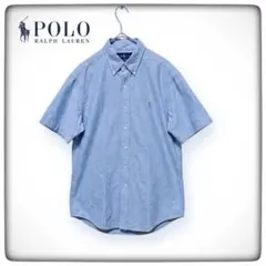 POLOラルフローレン 半袖シャツ ブルー サイズ39 M相当 訳あり格安