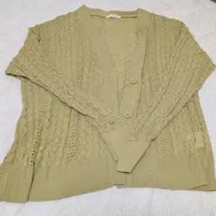 ITEMS URBAN RESEARCH カーディガン 黄緑　透かし編みのサムネイル