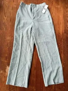 GU チェック柄 ワイドパンツ XL