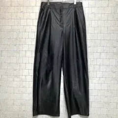 H&M ブラックレザー調パンツ EUR38 シンプル 人気デザイン　人気カラー