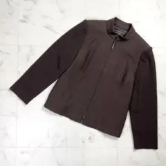 大きいサイズ レリアン ハイネック フルジップジャケット 茶色15+*OD226