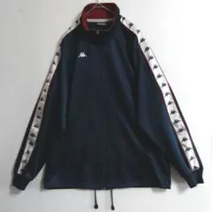 ★A592 KAPPA トラックジャケット L 艶紺 銀サイドライン ジャージ
