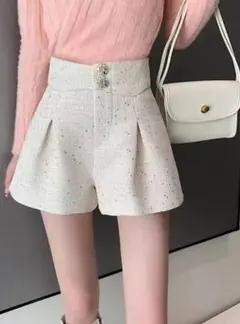 【ほかろん様専用】ツイードビジューボタンショートパンツ[ac2219]