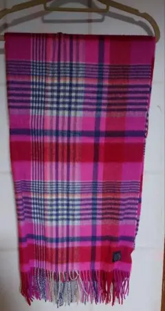 美品 モーガン オーツ ピンク系チェックストール（ANA機内購入品）