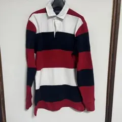 TOMMY HILFIGER 長袖　襟付きラガーシャツ　ボーダー　メンズ　M