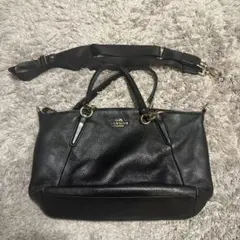 COACH ブラックレザー ショルダーバッグ