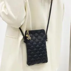 【薔薇柄 小振り】スマホショルダーバッグ　スマホポーチ　お財布ショルダー 薔薇柄