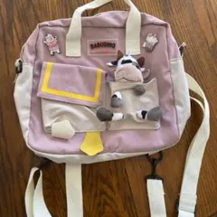 BABUDING 牛ぬいぐるみ付きバッグ
