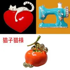 猫　シロネコ　ねこ　ハート　ブローチ　ピンブローチ　ピンバッジ　バッジ　ピンズ