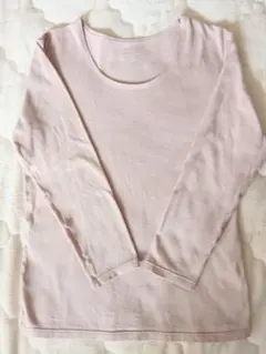無印良品 婦人 あったか綿　厚手 Ｕネック八分袖Ｔシャツ L ライトピンク